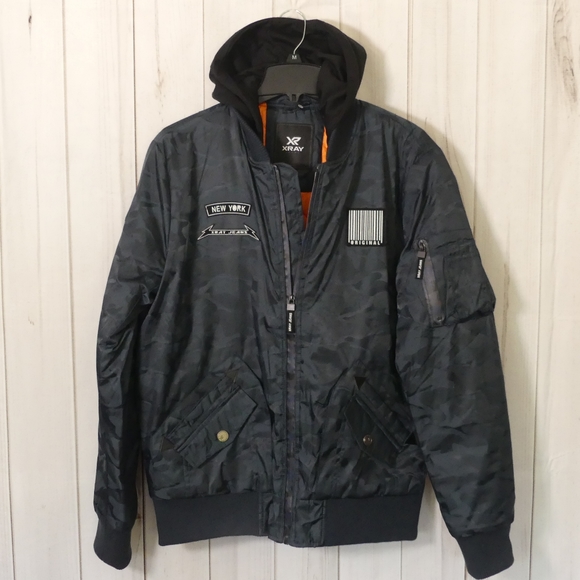 Nwot Xray Jeans Navy Blue Camo Bomber 